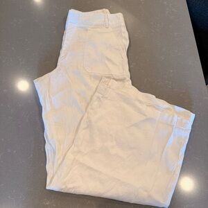 Women's White Linen Blend Pants - Wide Leg